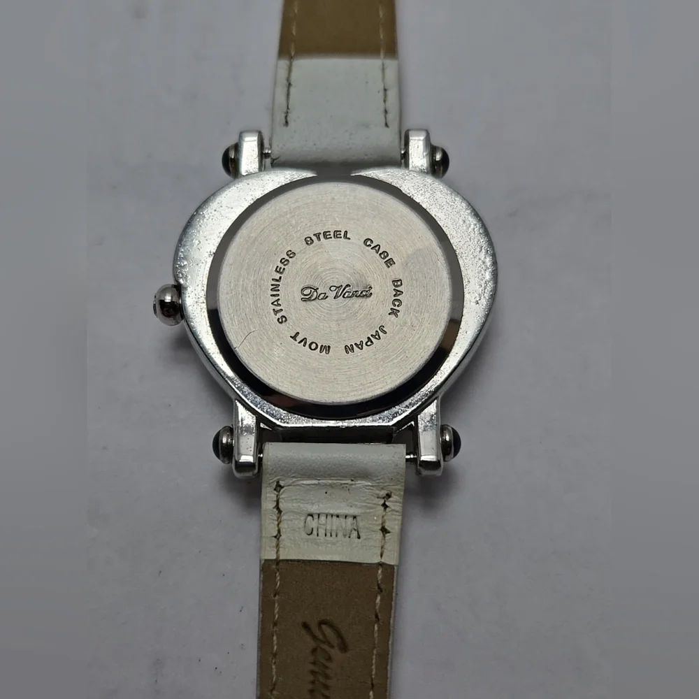 Womens Vintage Da Vanci Heart Watch White MOP Rhinestones Crystals New Battery